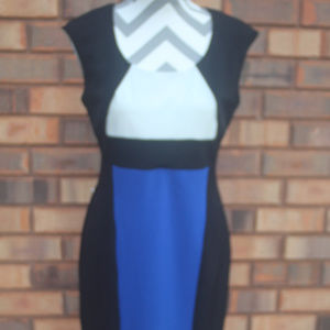 CAP SLEEVE BLACK BLOCK COLOR DRESS